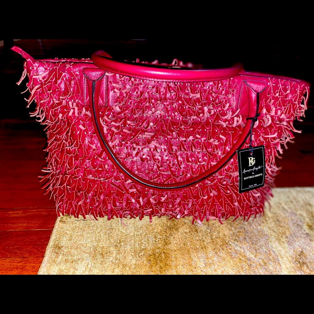 Bottega Giotti fringe tote. out of the stock, color on pictures looks lighter.